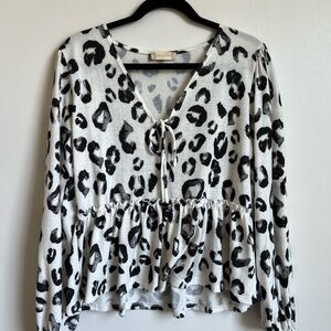 Black and White Leopard Print Long Sleeve Top from Altar'd State